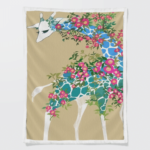 Woonistore  Giraffe Flower Sherpa Blanket W260950