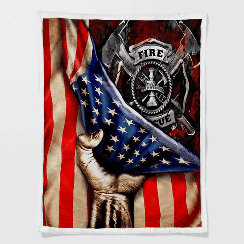 Woonistore  Firefighter US Flag Sherpa Blanket W260951
