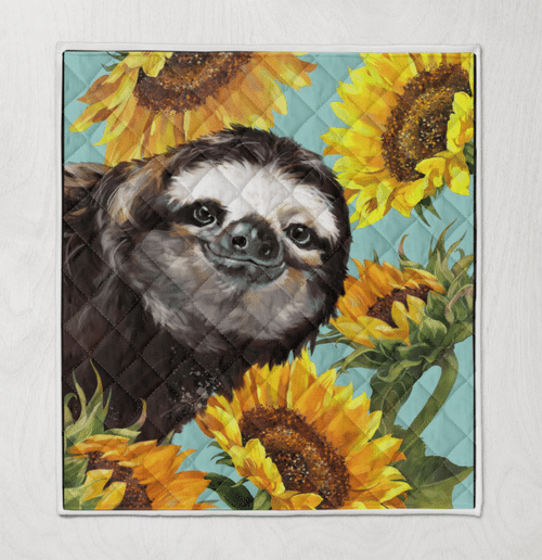  Sloth Sunflower Quilt Blanket WQ2609748