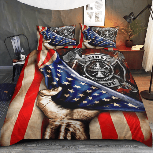 Woonistore  Firefighter US Flag Bedding Set Duvet Cover Set W2909128 Bedroom Decor