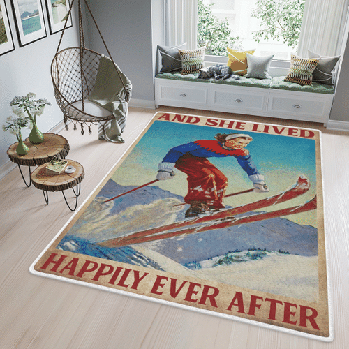 Woonistore  Skiing And She Lived Happily Ever After Area Rug, Rectangle Rug WN11032247