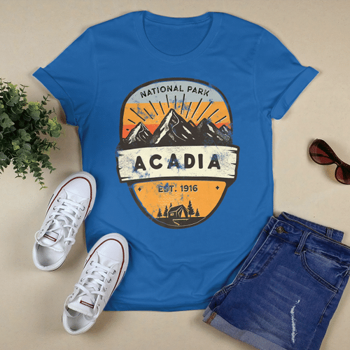 Woonistore - Acadia National Park Badge Emblem Camping and Hiking Trails Premium T-Shirt