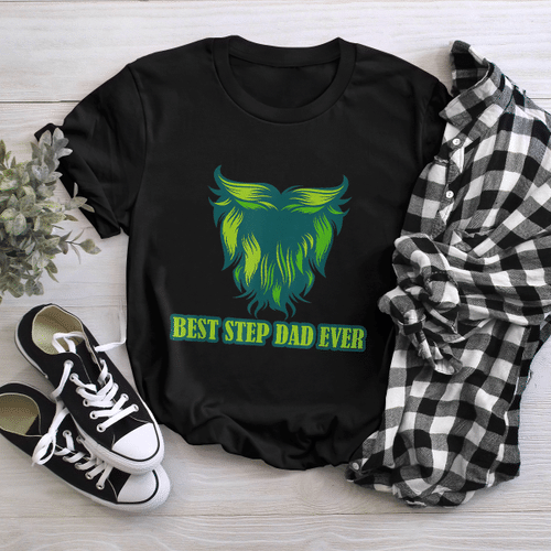 Woonistore - Best Step Dad Ever Beard Abstract Father's Day Gift T-Shirt
