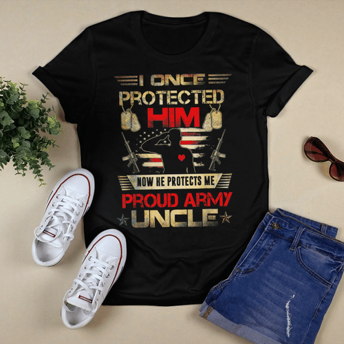 Woonistore - Mens I Once Protected Him Proud Army Stepdad T-shirt Soldie
