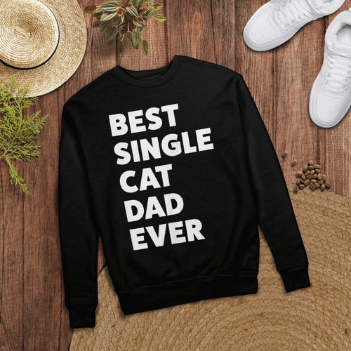 Woonistore - Mens Best Single Cat Dad Ever T-Shirt funny sarcastic tee