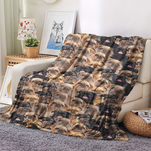 Griffon Dad Super Soft Fleece Blanket, Bruxellois Dog King Couch Fleece Blanket, Griffon Bruxellois Full Face Blanket, Gifts for Griffon