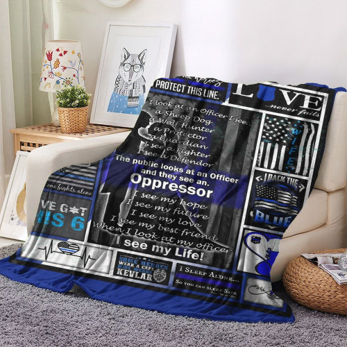 Police Car Queen Fleece Throw Blanket, Family Woman King Couch Fleece Blanket, Police Wife Fleece Blanket, Gifts for Police