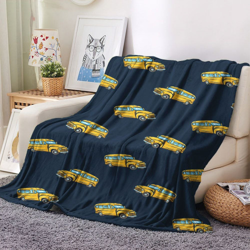 Gift For Bus Driver Warm And Cozy Fleece Blanket, Hippie Bus Baby Fleece Blanket, Bus School Fleece Blanket, Gifts for School