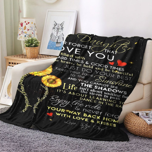 Daughter Warm And Cozy Fleece Blanket, Sunflower To My Step Daughter Step Dad My Only Sunshine Fleece Blanket, Gifts for Sunflower