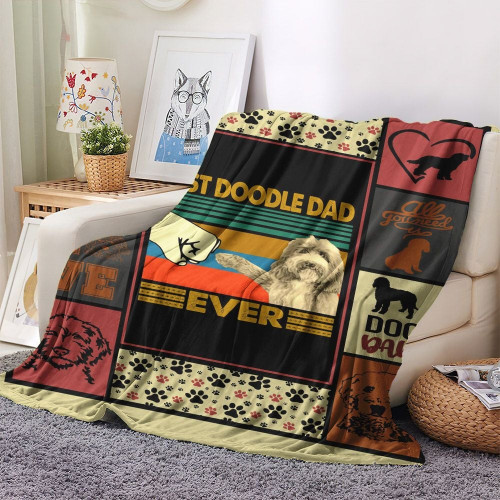 Cat Paws Sofa Throw Fleece Blanket, Dog Best Goldendoodle Dad Ever Goldendoodle Dog Paw Bump Fit Fleece Blanket, Gifts for Dog