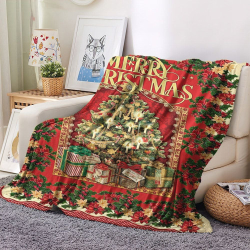 Botanical King Couch Fleece Blanket, Snowman Super Soft Fleece Blanket, Merry Christmas Pine Tree Fleece Blanket, Gifts for Pine