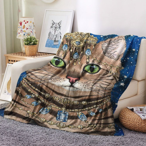Kitten Queen Fleece Throw Blanket, Kitty King Couch Fleece Blanket, Cat Bed Throw Blanket, Cat Fleece Blanket, Gifts for Cat