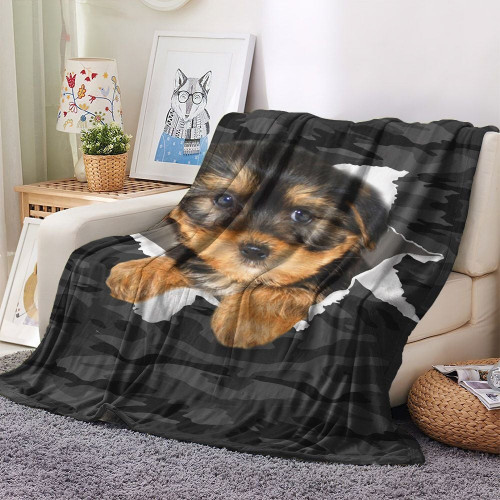 Puppy Warm And Cozy Fleece Blanket, Dog Lovers Super Soft Fleece Blanket, Dog Plush Fleece Blanket, Morkie Cute Dog Fleece Blanket, Gifts for Dog