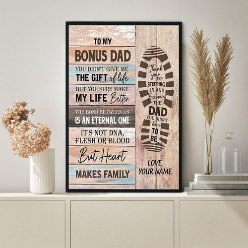 Personalized To Bonus Dad Canvas Art Thank You For Becoming Dad You Didn T Have To Be Fathers Day Gift For Stepdad From Stepdaughter Stepson
