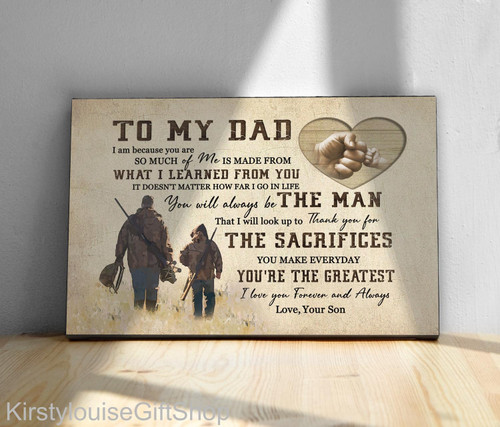 Personalized To My Dad Canvas Print Dad Hunting Partners Canvas Art Gifts For Dad From Son Family Decor Wall Art