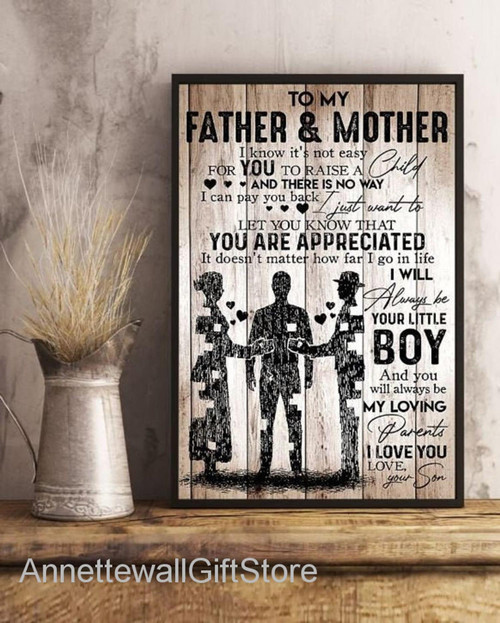 To My Father Mother Canvas Art Gift For Parent From Son Anniversary Gifts For Parents Canvas Art Family