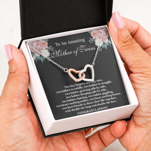 Mom Of Twins Gift For Mother Of Twins Best Gift For New Mom Of Twins New Mom - Mother Two Hearts Necklace 0921