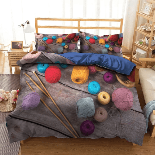 Knitting Teal Amazing Bedding set, Knitting Pattern Cool Soft Duvet Cover Set, Knitting NBN BKB ND DNT Bedding Set, Gifts for Knitting