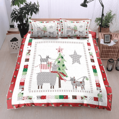 Llama With Friends And Christmas Tree Bedding Set