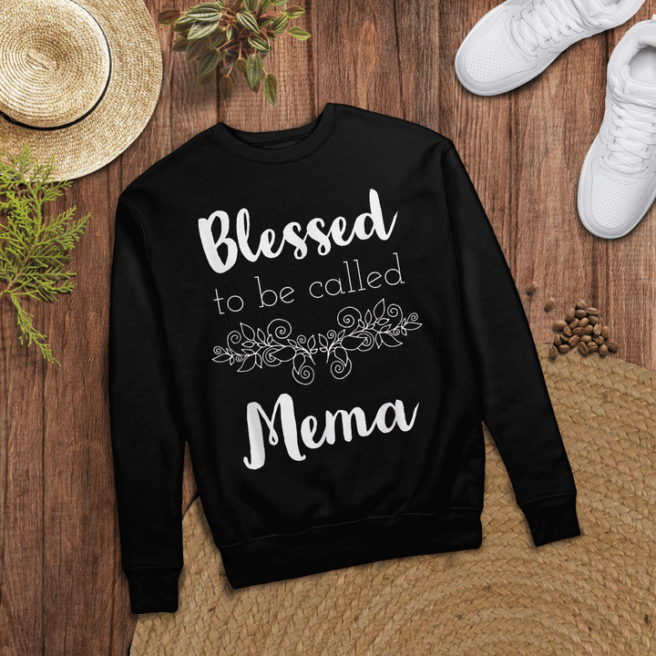 Woonistore - Blessed To Be Called Mema White Text Mothers Day Gift T-Shirt