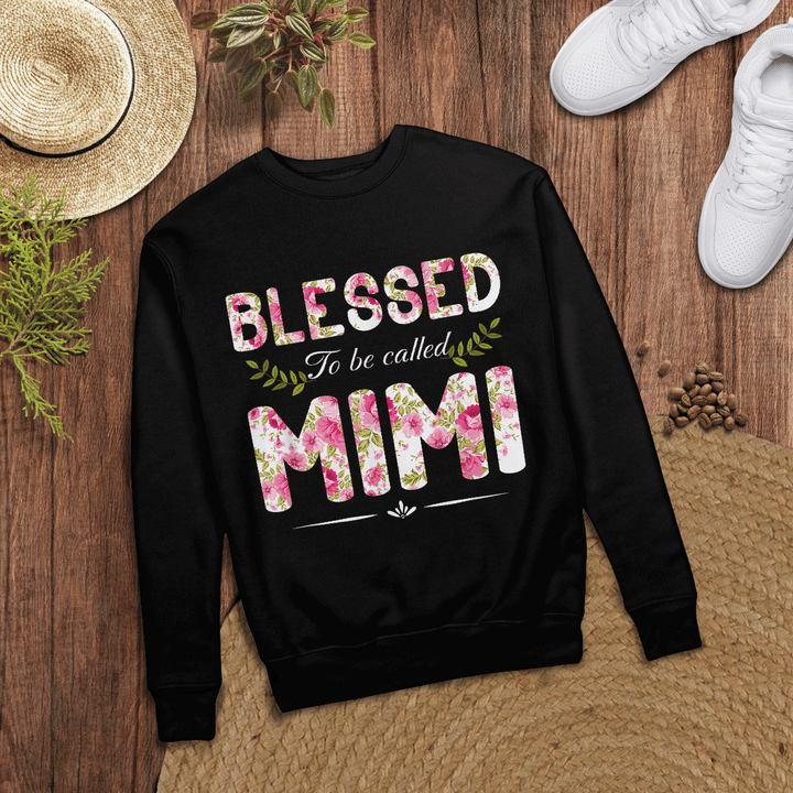Woonistore - Blessed To Be Called Mimi Flower T-Shirt Funny Mimi Gift