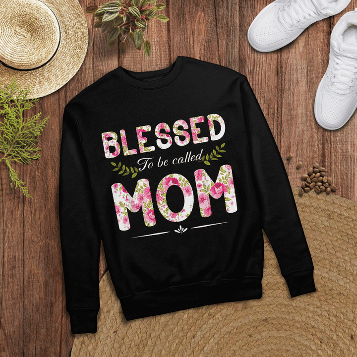 Woonistore - Blessed To Be Called Mom Flower T-Shirt Funny Mom Gift