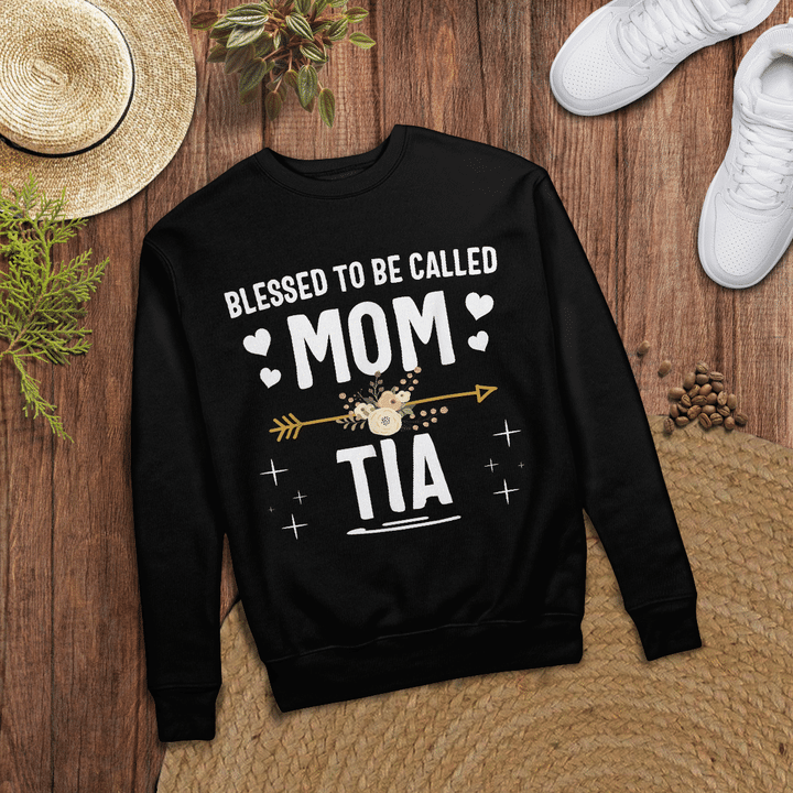 Woonistore - Blessed To Be Called Mom And Tia Mothers Day T-Shirt