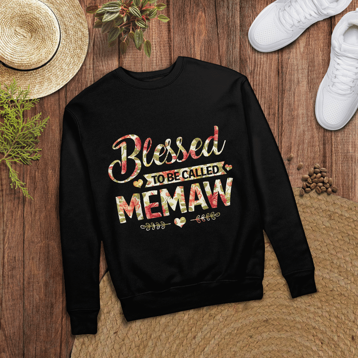 Woonistore - Blessed To Be Called Memaw T-shirt Flower Style