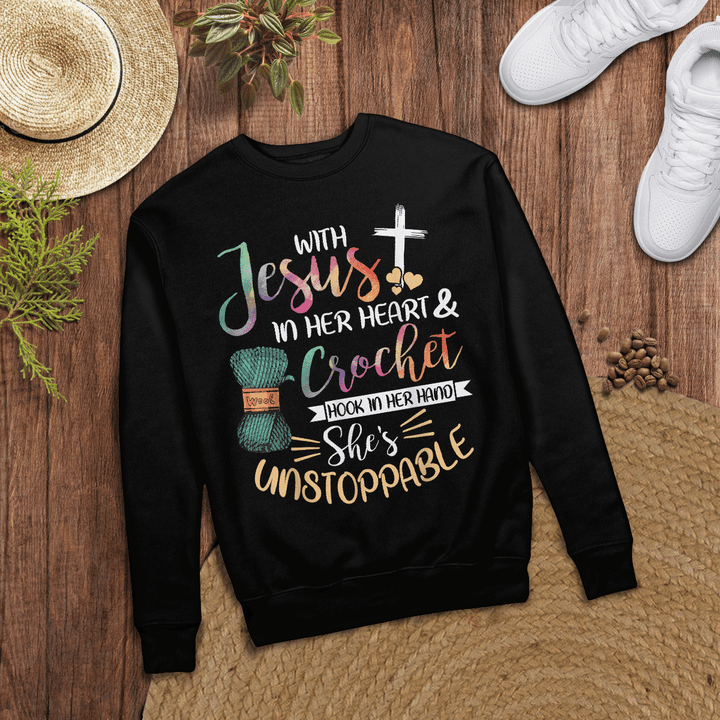 Woonistore - Crochet Yarn Jesus T-Shirt Grandma Crochet Mothers Day Gift