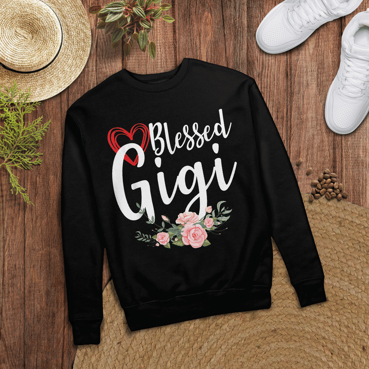 Woonistore - Floral Blessed Gigi Tshirt Cute Grandmother Gifts