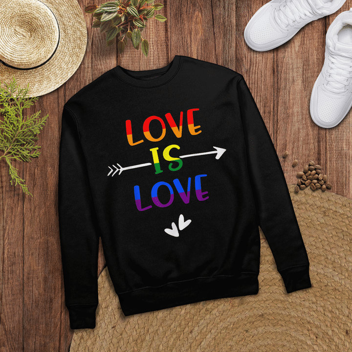 Woonistore - Funny love is love with heart t-shirt rainbow LGBT day