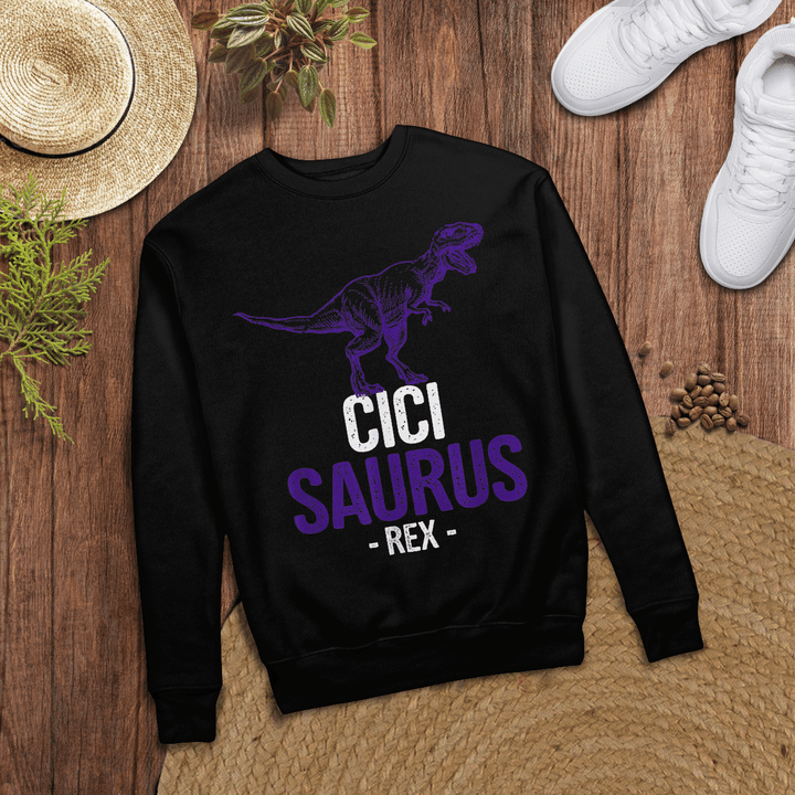 Woonistore - Funny Mother's Day Gifts For Grandma Cici Saurus Rex T-Shirt