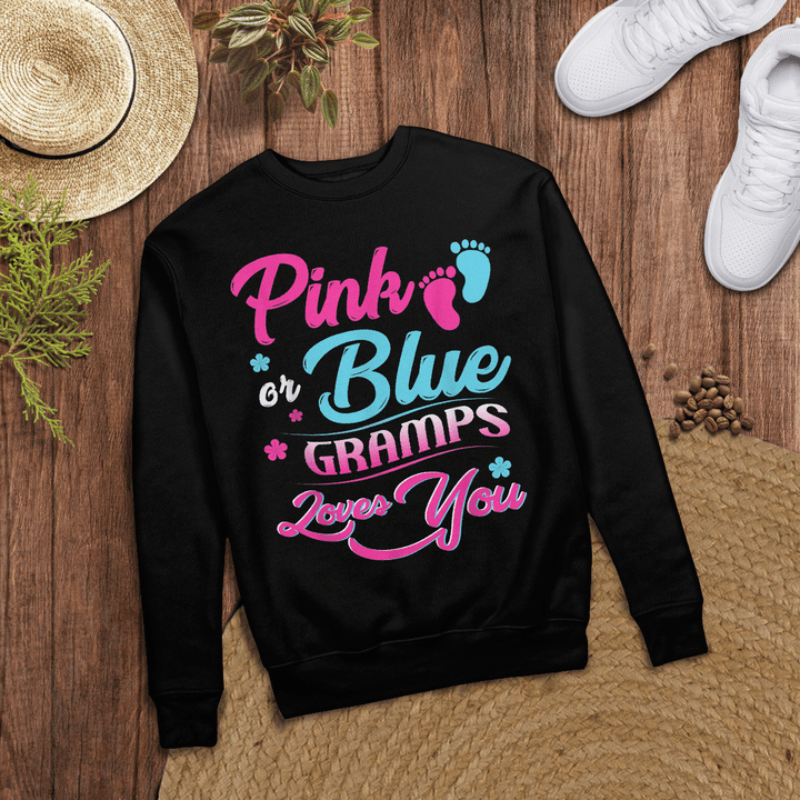 Woonistore - Pink Or Blue Gramps Loves You T-shirt Gender Reveal Gift