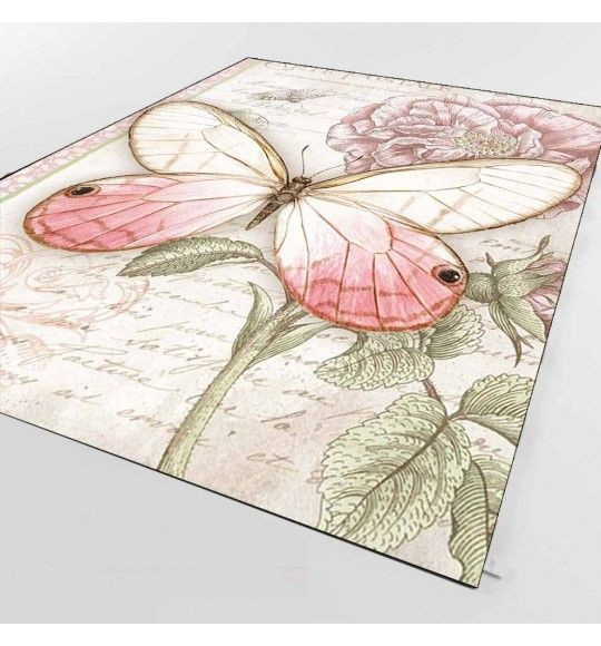 Pink Butterfly On Brown Vintage CLA17120799R Rug