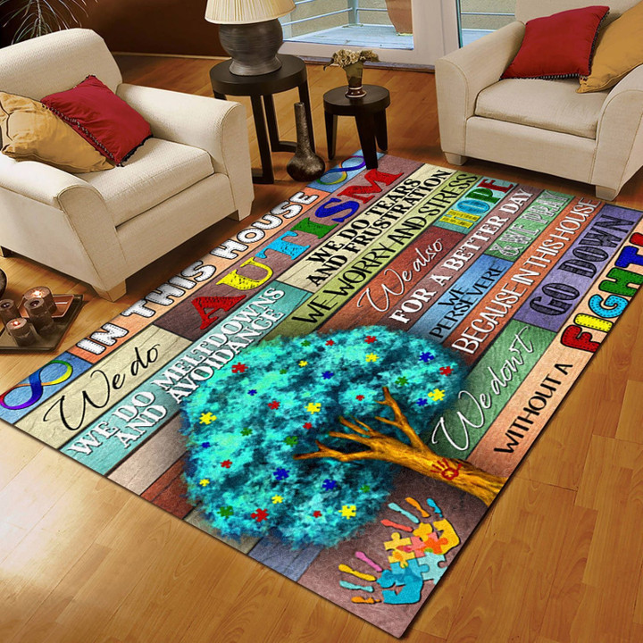 Tree In This House We Do Autism CL16111075MDR Rug