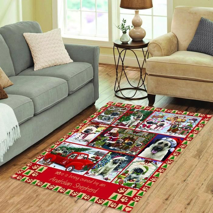 Love Is Being Owned Christmas Anatolian Shepherd Dogs Area Rug CLA20120287R Rug