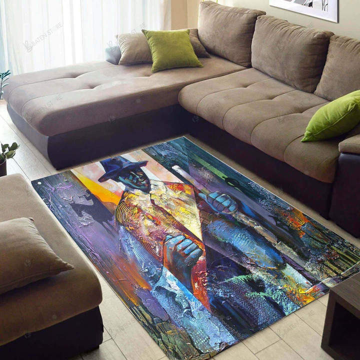 Mysterious Man Watercolor African American Area Rug Home Decor