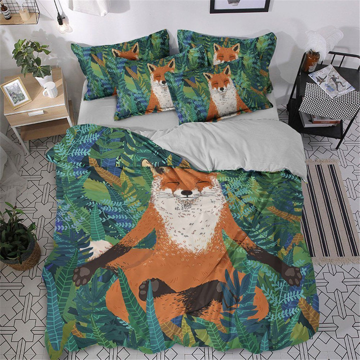 Fox Cotton Bed Sheets Spread Comforter Duvet Cover Bedding Set IYP