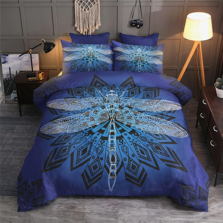 Dragonfly Cotton Bed Sheets Spread Comforter Duvet Cover Bedding Set IYL