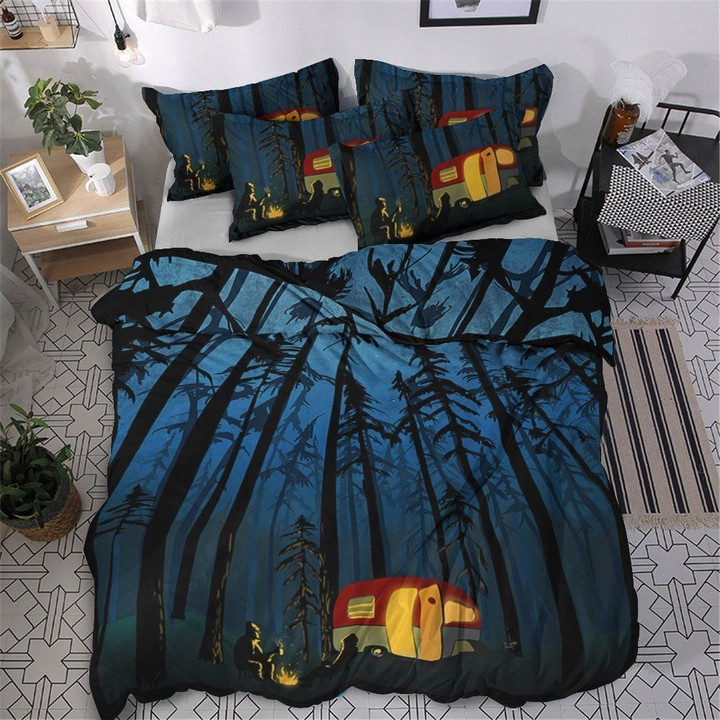 Camping Cotton Bed Sheets Spread Comforter Duvet Cover Bedding Set IYZ