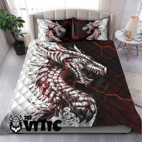 White And Red Lava Dragon Art Bedding Set XXID