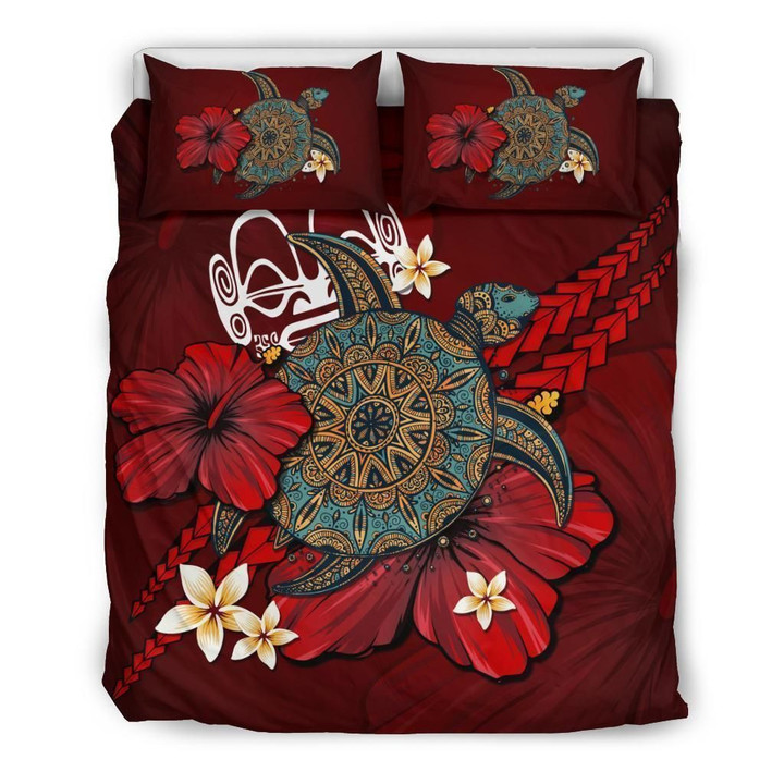 Marquesas Islands Red Turtle Tribal Bedding Set IYC