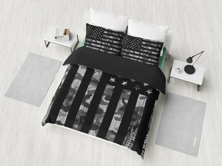Grey Camouflage American Flag CLA0210376B Bedding Sets