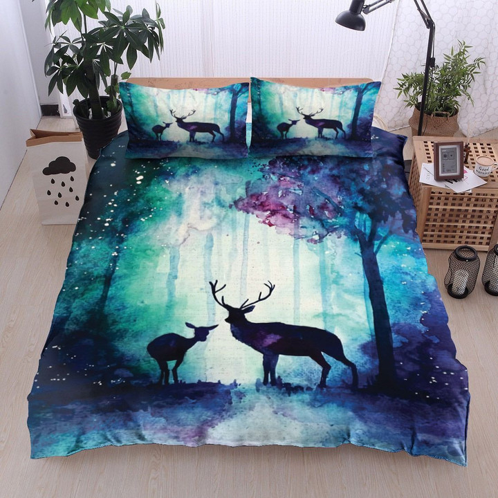 Watercolor Deer Blue Forest DV0111300B Bedding Sets