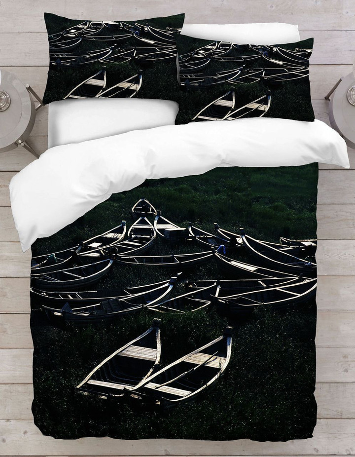 White Boats With Black Sea In Night Scene 3d CLY0301262B Bedding Sets