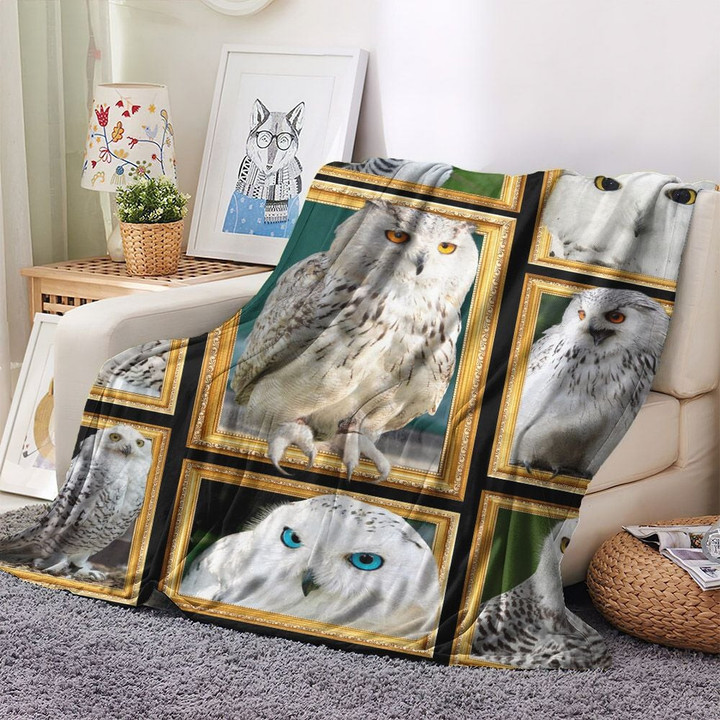 Owl Baby Fleece Blanket, Owl Cute Sofa Throw Fleece Blanket, Owl Art Warm And Cozy Fleece Blanket, Beautiful Owl White Fleece Blanket, Gifts for Owl