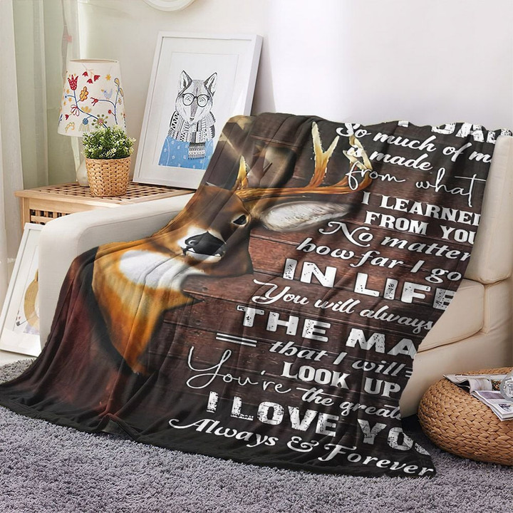 Father Baby Fleece Blanket, Father?s Day Sofa Throw Fleece Blanket, To My Dad Deer Hunting Fleece Blanket, Gifts for Father