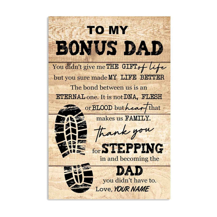 To My Bonus Dad Canvas Art Fathers Day Gift Gift For Step Father Fathers Day Gift For Stepdad From Stepdaughter Stepson Bonus Dad Wall Art