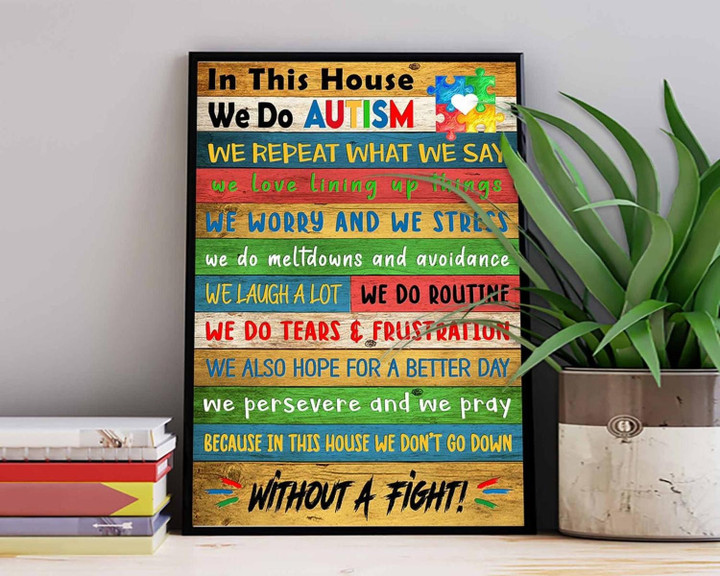 Autism Awareness Autism In This House We Do Hope And Fight Puzzle Wall Art Print Decor Canvas Art Gift For Mom Gift For Dad Birthday Gift