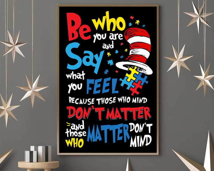 Autism Awareness Puzzle Be Who You Are Wall Art Print Decor Canvas Art Gift For Mom Gift For Dad Birthday Gift